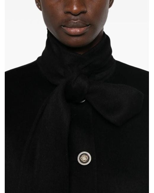 Zimmermann Black Valiant Pussy-Bow Single-Breasted Coat