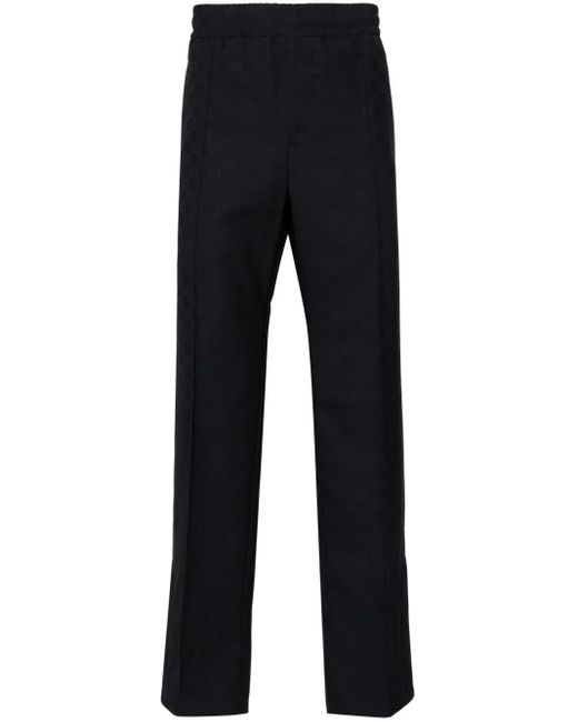 Gucci Blue Jacquard Drawstring Tapered Trousers for men