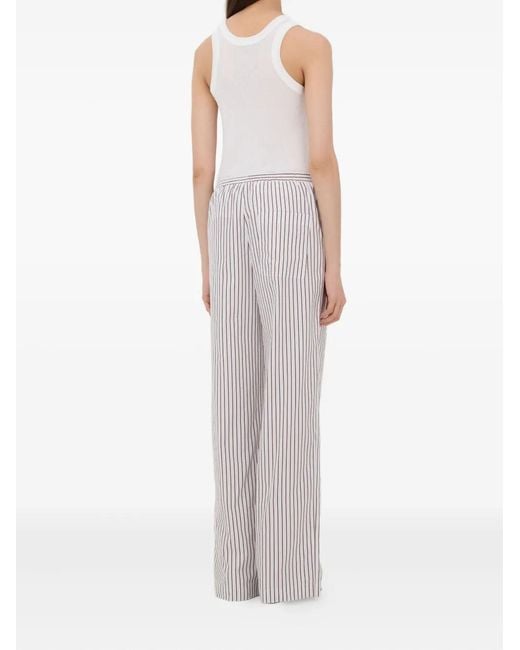 Loulou de Saison White Cisco Striped Drawstring Trousers