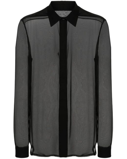 Rick Owens Semi-transparentes Seidenhemd in Black für Herren