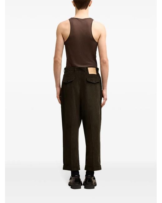 AMI Black Carrot Cotton Cropped Trousers for men