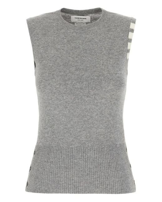 Top Con Dettaglio A 4 Righe di Thom Browne in Gray