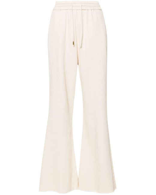 Jacob Cohen Natural Drawstring-waist Flared Twill Trousers
