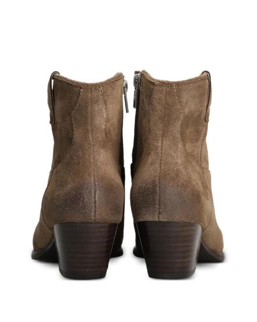Ash Brown Zip-Detail Suede Boots