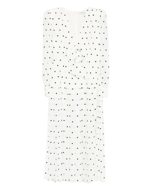 Alessandra Rich White Polka-Dot Midi Dress