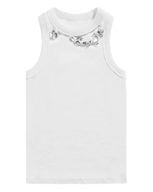 Area White Crystal-Embellished Ribbed Tank Top