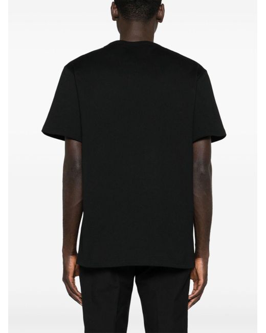 Alexander McQueen Black Logo-embroidered Cotton T-shirt for men