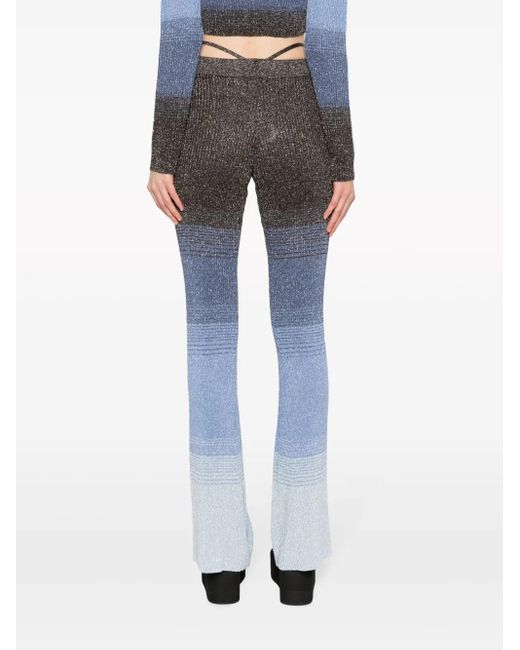 Gcds Gray Degradé Striped Knitted Trousers