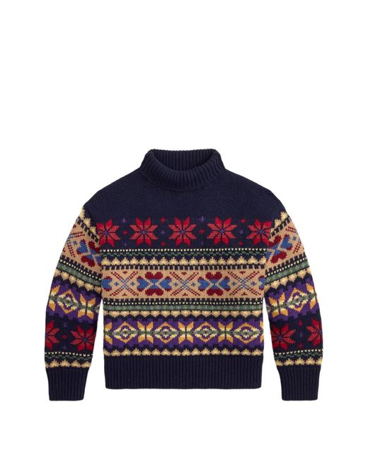 Polo Ralph Lauren Blue Fair Isle Roll-Neck Sweater