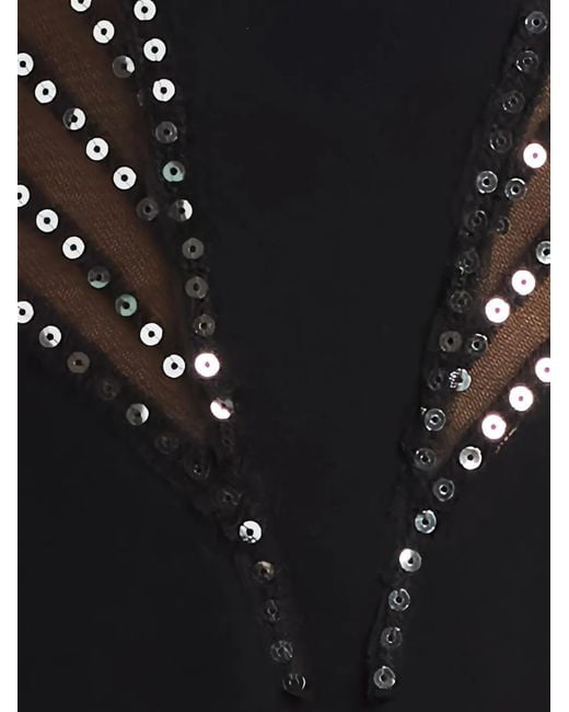 Tadashi Shoji Black Sequin Illusion Column Gown