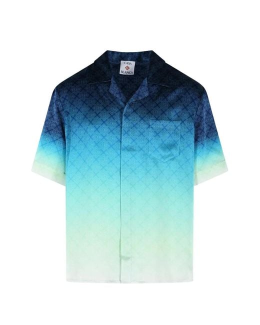Casablanca Blue Circuit Monogram Silk Shirt for men
