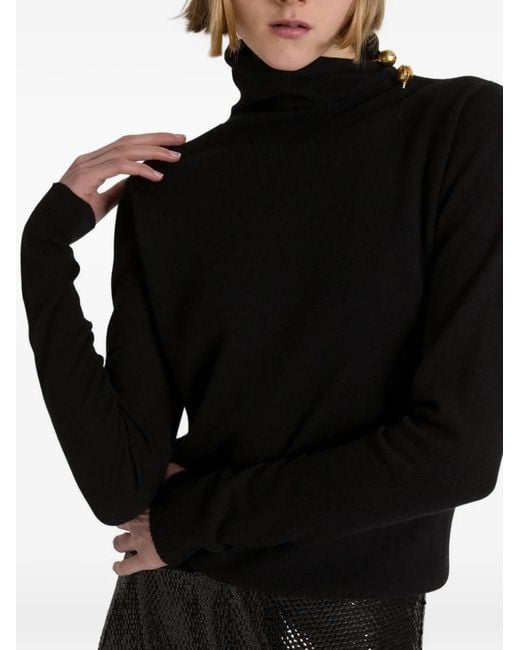 Alberta Ferretti Black Embellished Roll-Neck Sweater