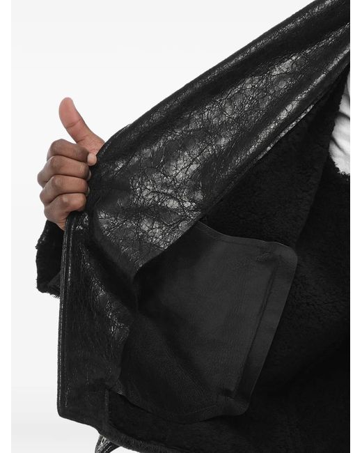 Off-White c/o Virgil Abloh Black Shearling Biker Jacket Craq With Vintage Effect for men
