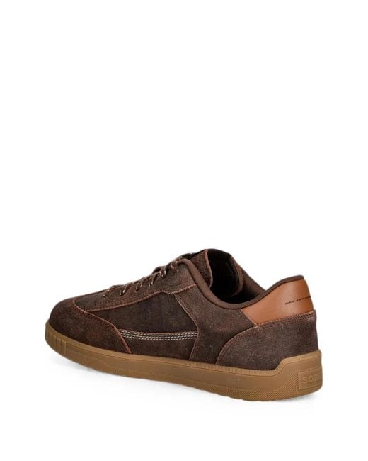 Sorel Brown Suede Contrast-Stitching Sneakers for men