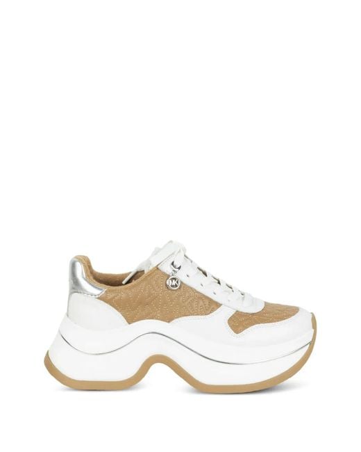 Michael Kors White Arla Logo-Detail Quilted Sneakers