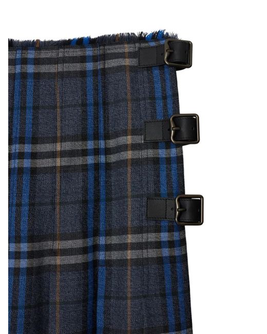 Burberry Geruite Wollen Midi-Kilt in het Blue