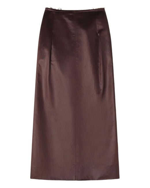 Lanvin Brown Button-Detail Midi Skirt