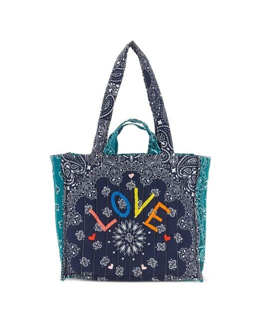 Call it By Your Name Blue Quilted Padded Bandana Tote Bag