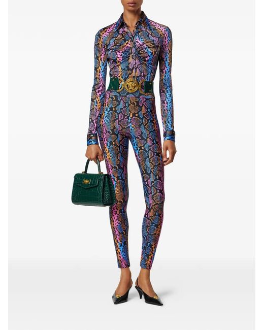Versace Blue Python-Print Shirt