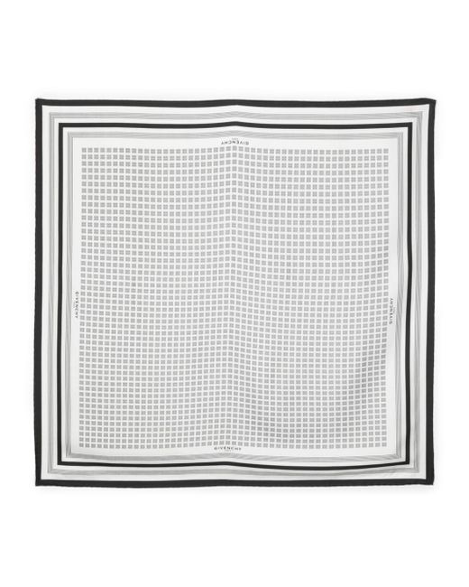 Givenchy White Geometric-pattern Silk Scarf