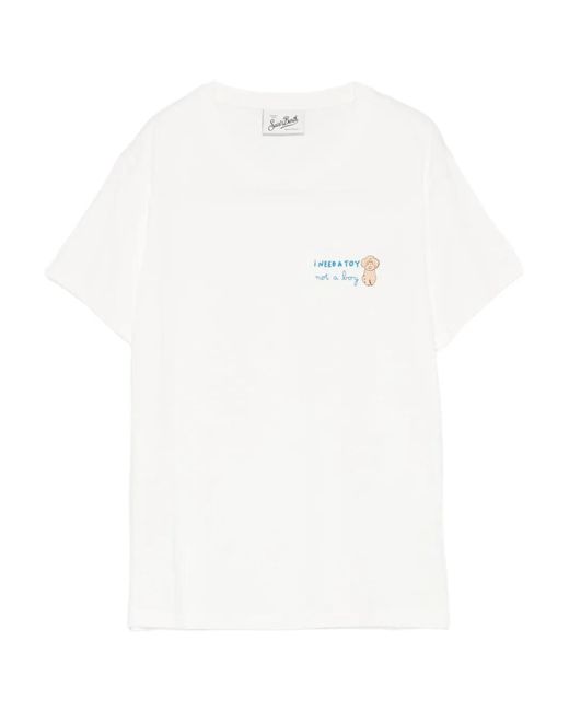 Mc2 Saint Barth White Emilie W Embroidered-Detail T-Shirt