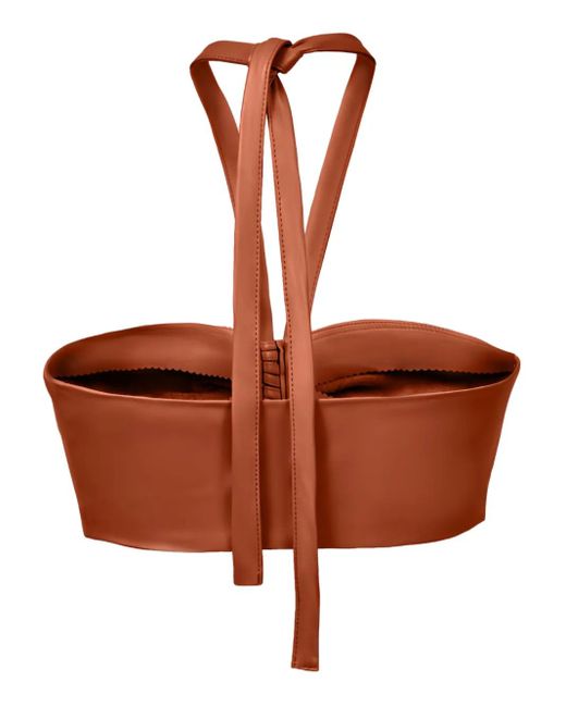 Lika Brown Button Halterneck Top