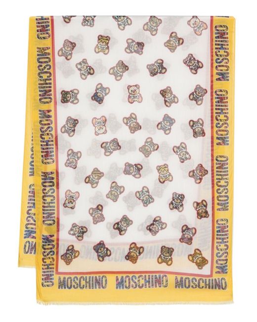 Moschino Yellow Chambray-Schal mit Teddy-Print