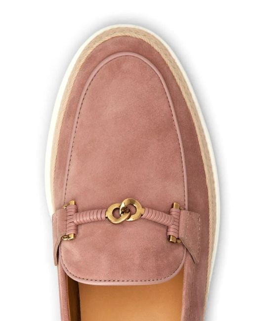 Tod's Pink Suede Leather Loafers