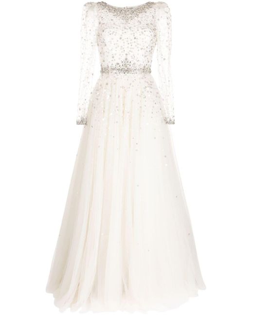 Jenny Packham White Kuda Crystal-embellished Gown