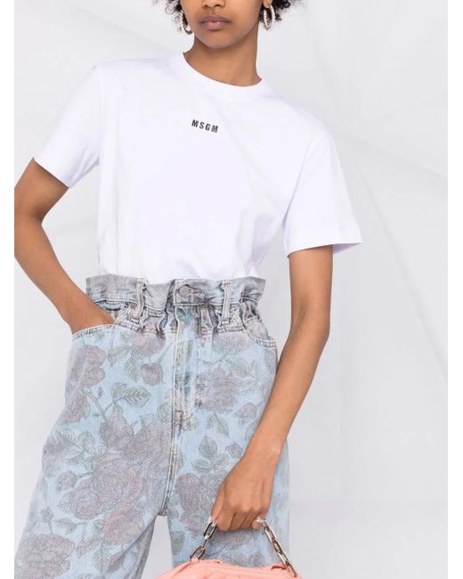 MSGM White T-Shirt With Logo