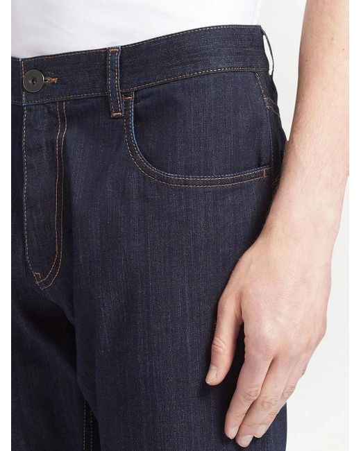 Prada Blue Contrast-Stitch Straight-Leg Jeans for men