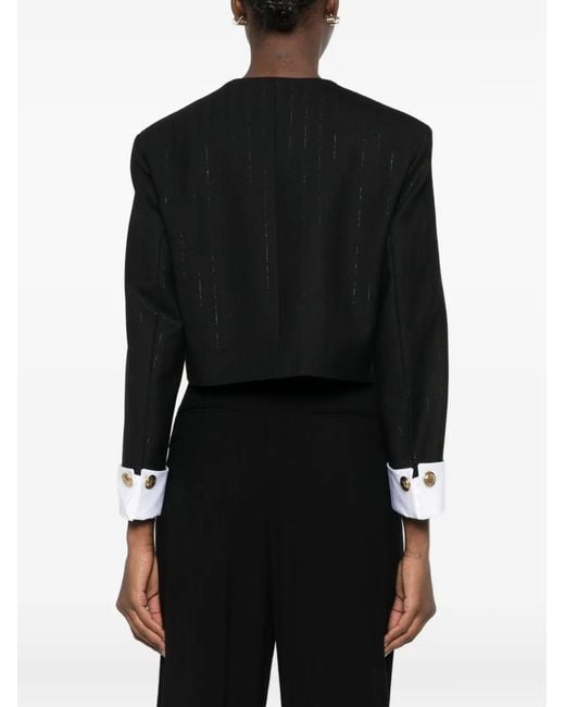 Sandro Black Striped Cropped Blazer