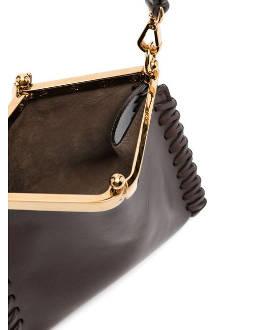 Etro Brown Small Vela Leather Shoulder Bag