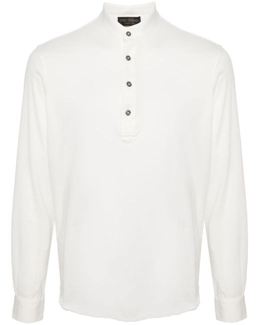 Dell'Oglio White Long-sleeve Cotton Henley Shirt for men