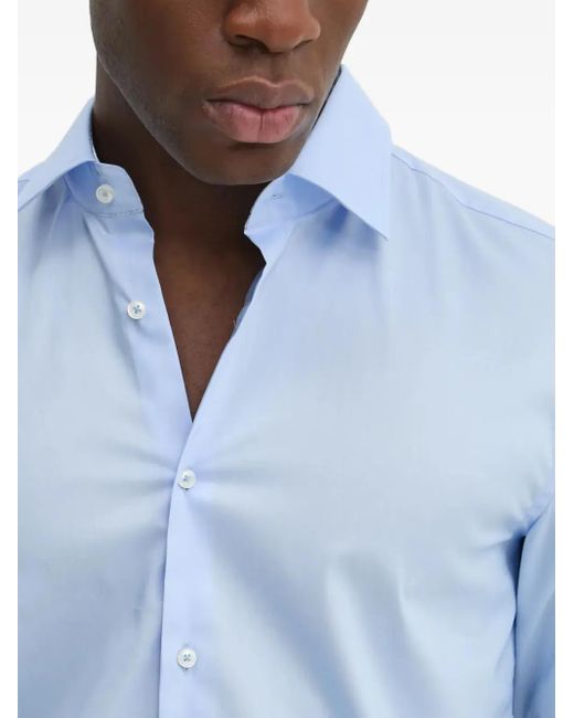 Boss Blue Long-Sleeve Cotton Shirt for men