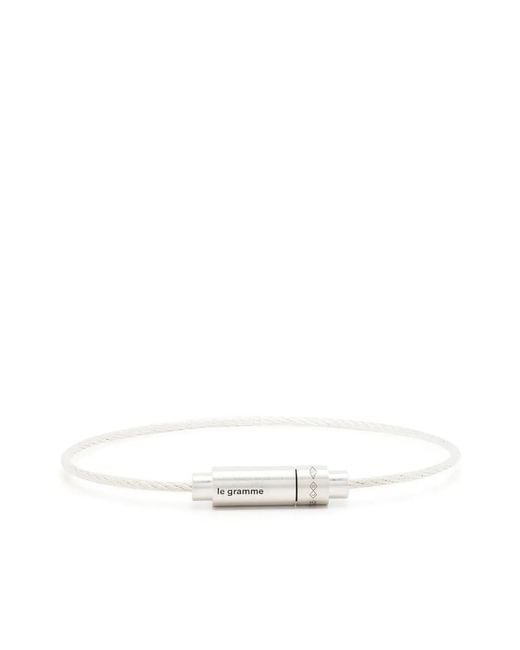 Le Gramme White 9G Cable Triptych Bracelet