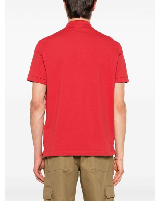 Stone Island Red Compass-motif Piqué Polo Shirt for men