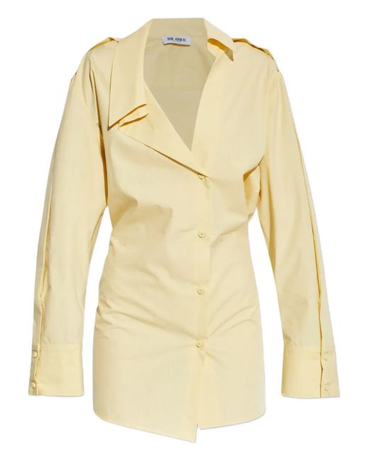The Attico Metallic Mini Buttoned Collared Dress