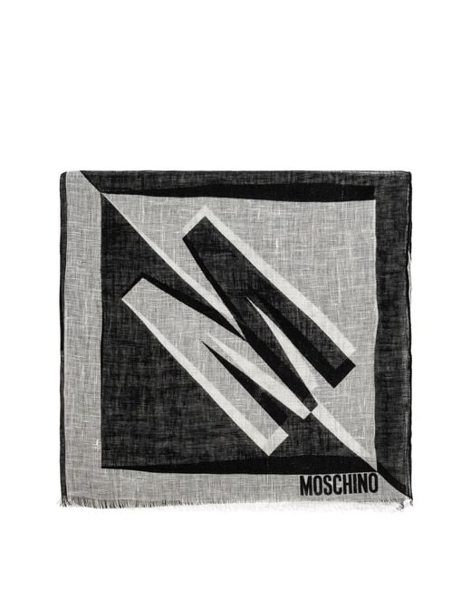 Moschino Black Logo-Print Scarf
