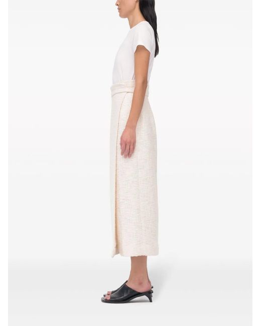 Another Tomorrow White Organic-Cotton Tweed Wrap Skirt