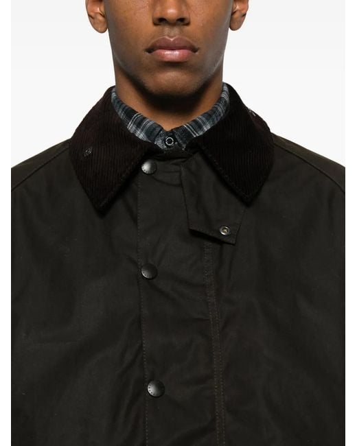 Barbour Black Corduroy Collar Waxed Jacket for men