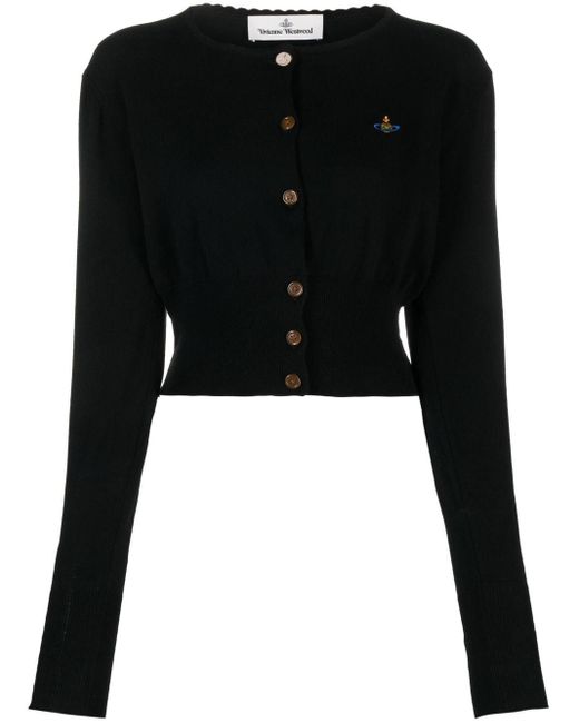 Vivienne Westwood Orb Logo-embroidery Knitted Cardigan in Black | Lyst UK