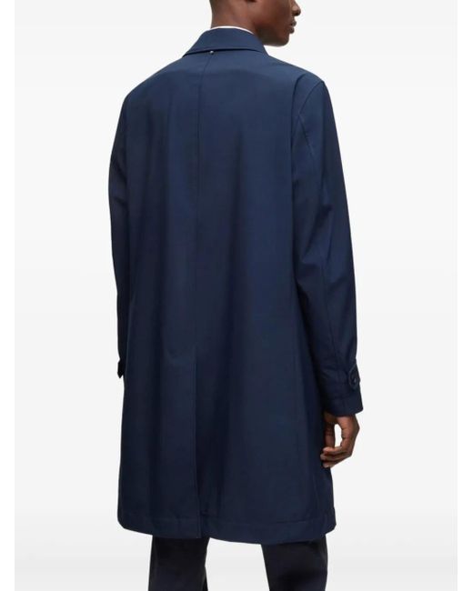 Boss Blue Button-Up Trenchcoat for men