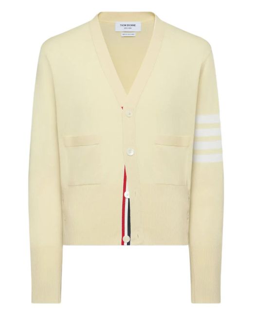 Thom Browne Natural 4-Bar Stripe Cardigan for men