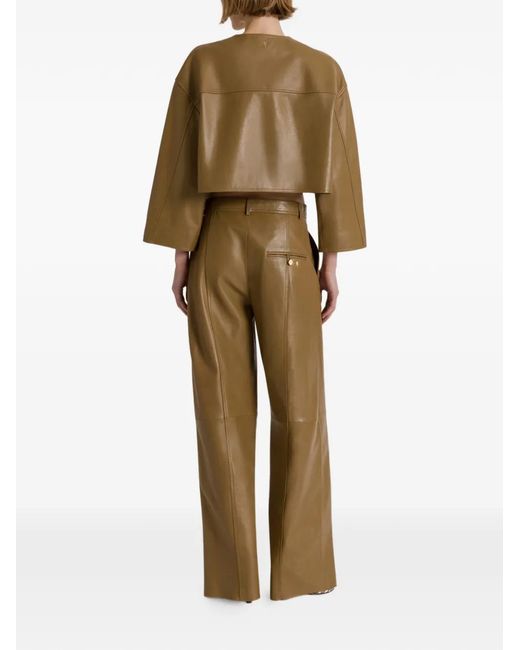 Alberta Ferretti Natural Buttoned Leather Jacket