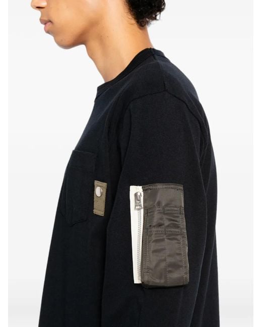 Sacai Black Utility-Pocket Long-Sleeve T-Shirt for men