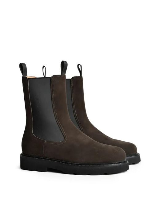 Henderson Black Suede Pull-Tab Boots