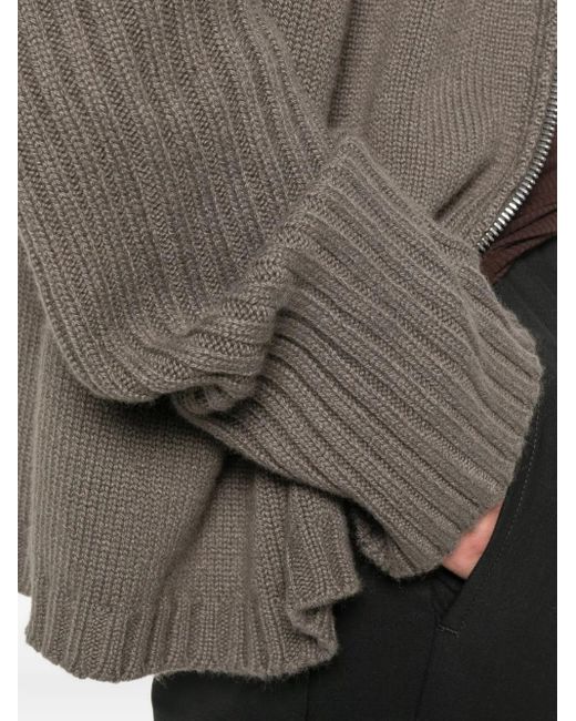 Cardigan Con Polisini A Coste E Cappuccio di Rick Owens in Brown da Uomo