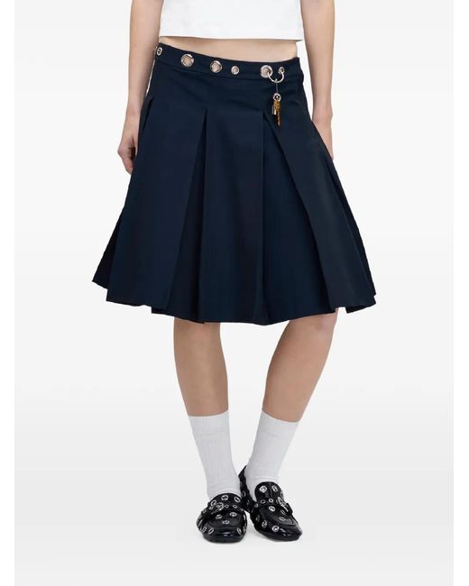 Marc Jacobs Blue Safety-Pin Pleated Midi Skirt