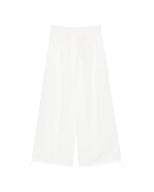 Weekend by Maxmara White Drawstring Wide-Leg Trousers